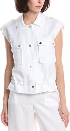 Kenneth Cole Drawcord Snap Front Linen-Blend Jacket