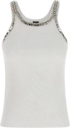 Pinko Coriandoli Top - Dames - Tops zonder mouwen - Wit - XS - Katoen - Tops