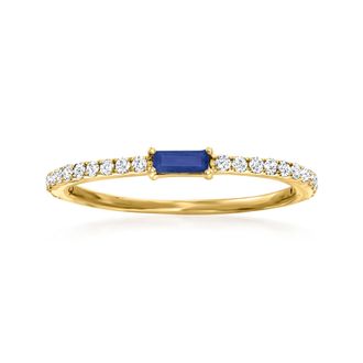 RS Pure by Ross-Simons Sapphire and. Diamond Ring in 14kt Yellow Gold