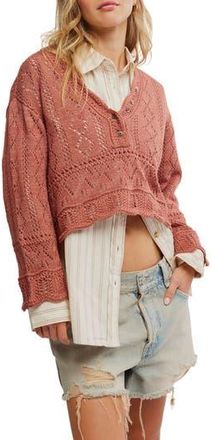 Free People Cotton Blend Crop Pointelle Sweater in Cedarwood at Nordstrom Rack, Size Small