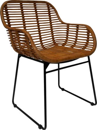 Tom Tailor Armlehnstuhl &raquo;T-RATTAN DINING CHAIR&laquo;, (Set), 2 St., gerundeter Rattanarmlehnstuhl mit schwarzem Kufengestell