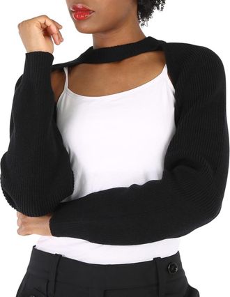 Burberry Ladies Black Wool-Blend Shrug, Size X-Small