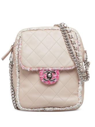 Chanel 2019 tweed trim crossbody bag - women - Lambskin - One Size - Pink