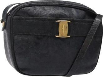Ferragamo Pre-owned Cross Body Bags, female, Black, Size: ONE SIZE Pre-owned Leather Shoulder Bag