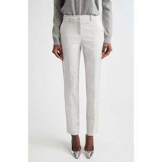 Emporio Armani Cotton Couture Straight Leg Pants in Solid Light/Pastel Grey at Nordstrom, Size 12 Us