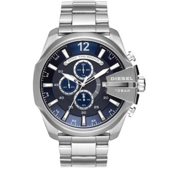 Diesel Mens Mega Chief Series Silver Watch Stainless Steel - One Size