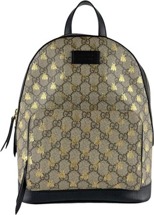 Gucci Black Brown Gold Gg Supreme Backpack (Pre-Owned)