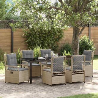 vidaXL Conjunto De Comedor De Jard&iacute;n 7 Pcs Beige Y Gris Claro Vidaxl