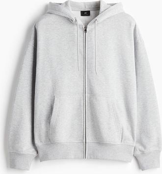 H&M Hoodiejacke mit Zipper in Oversized Fit - Graumeliert