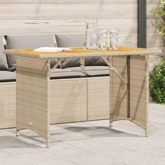 vidaXL Mesa De Jard&iacute;n Superficie De Madera Rat&aacute;n Pe Beige 110x68x70 Cm Vidaxl