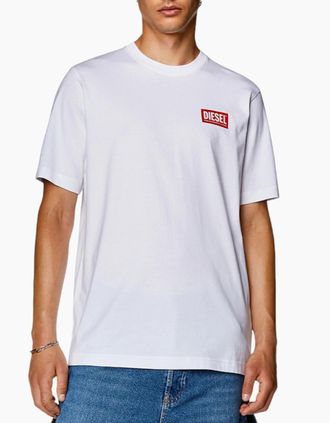 Diesel Mens DIESEL Mens T Shirts Short Sleeve T Just Nlabel Crew Neck Soft Cotton Summer Tee - White - Size: 42