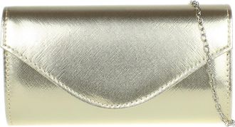 Girly HandBags Womens Faux Leather Metallic Plain Clutch Bag Medium Gold