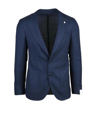 Lubiam Rounded Midnight Blue Wool Jacket with Minimalist Design