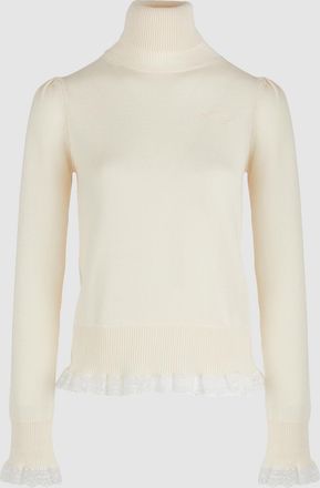 Ganni Pull Merino Details Egret