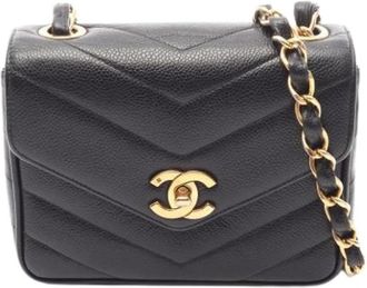 Chanel Pre-owned Vintage Cross Body Bag - Dames - Vintage Schoudertas - Zwart - ONE Size - Leer - Vintage