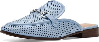 Johnston & Murphy Ali Perfed Bit Mule Womens Slippers Light Blue : 8.5 M, Leather
