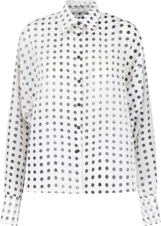 Ermanno Scervino White Black Polka Dot Silk Blouse