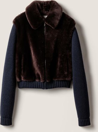 Miu Miu Shearling and knit blouson jacket