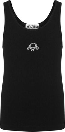 Moschino Zwarte Mouwloze Top met Geborduurd Logo - Heren - Tops zonder mouwen - Zwart - M - Tops