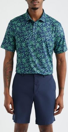 G/Fore Ditsy Floral Tech Jersey Golf Polo in Clover at Nordstrom, Size Xx-Large