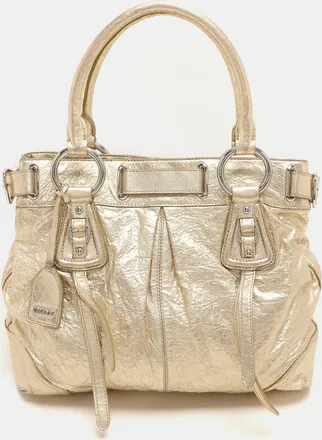 DKNY Dkny Gold Crinkled Leather Tote