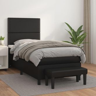 vidaXL Vidaxl - Cama Box Spring Con Colch&oacute;n Cuero Sint&eacute;tico Negro 100x200 Cm