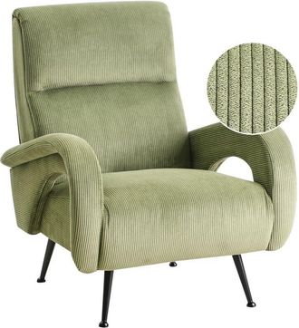 Beliani Beliani - Sill&oacute;n Tapizado De Pana Con Reposabrazos Estilo Moderno Retro Verde Svalov