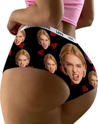 Generic Personlised Knickers for Women with Photo Face - Funny Custom Photo Women Underwear Stretchy Panties Personalised Bikini Briefs Ladies Swim Bottoms va