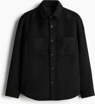H&M Gefilztes Overshirt in Regular Fit - Schwarz