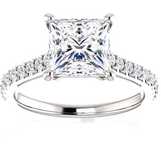 Pompeii3 2 3/4 Ct Princess Cut Lab Grown Diamond Engagement Ring 14k White Gold