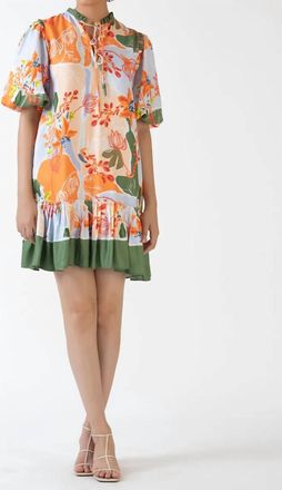 Celina Moon Jules Tier Mini Dress In Peach Foliage