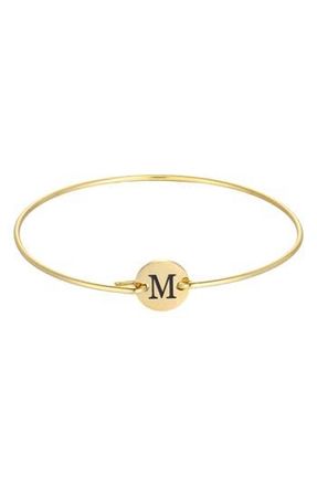 Adornia Tarnish Resistant 18K Gold Plated Initial Bangle Bracelet in Gold-M at Nordstrom Rack