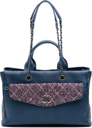 Chanel Pre-owned Womens Grand Shopping Tote - Dark Blue Leather - One Size