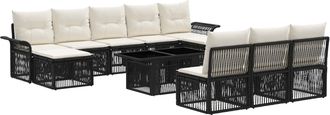 vidaXL Conjunto De Sof&aacute;s De Jard&iacute;n 11 Uds. Negro Y Blanco Crema Vidaxl