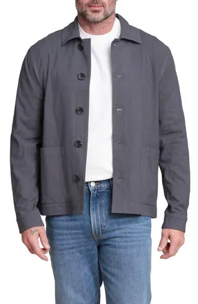 Bagatelle Relaxed Fit Linen & Cotton Work Jacket in Charcoal at Nordstrom, Size X-Large