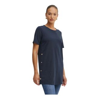 Liu Jo Tops, Dames, Blauw, S, Katoen, T-shirt met applicatie