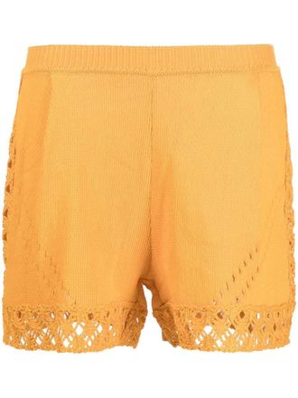 Alberta Ferretti open-knit shorts - women - Cotton - 40 - Orange