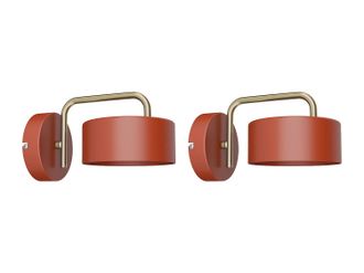 Vente-Unique Set Di 2 Applique Da Parete Stile Vintage In Metallo - L. 25 X A. 14,4 Cm - Terracotta E Dorato - Otilie