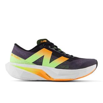 New Balance Womens FuelCell Rebel v4 in Black/Grey/White/Orange Synthetic, size 3.5 Narrow