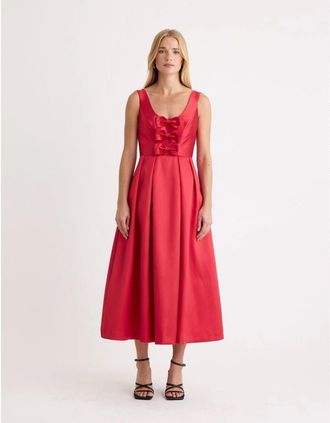 Nobody's Child Womens Milda Scoop Neck Midi Dress - Red - Size: 6