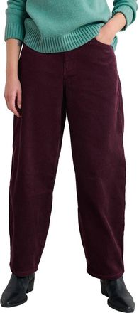 Seasalt Cornwall Avens Organic Cotton Corduroy Crop Barrel Leg Pants in Dark Hellebore at Nordstrom, Size 16 Us