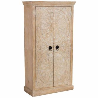 Wanderlust Deco Armario de madera artesanal 2 puertas beige 90x40x165h cm