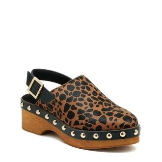 Kelsi Dagger Womens Warehouse Slingback Buckle Heel Clogs In Black, Tan