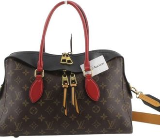 Louis Vuitton Black Brown Monogram Red Color Monogram Handbag Shoulder Bag Tote Bag (Pre-Owned)