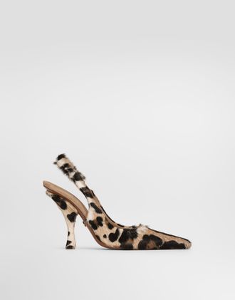 Dolce & Gabbana Leo Kid Leather Slingback - Woman Collection Brown 36.5