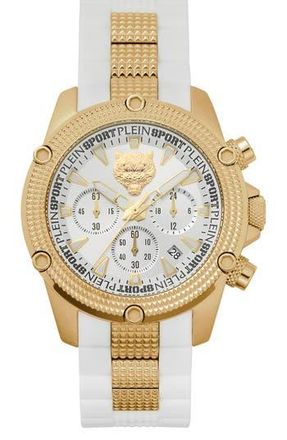 Philipp Plein Hurricane Two-Tone Sunray Silicone Strap Watch, 44mm in Gold at Nordstrom Rack