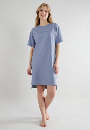 Tom Tailor Nachthemd TOM TAILOR Charlotte, Damen, Gr. 46 (XXXL), N-Gr, blau, Single Jersey, Obermaterial: 100% Baumwolle, bequem knielang, Rundhals, Kleider Nach