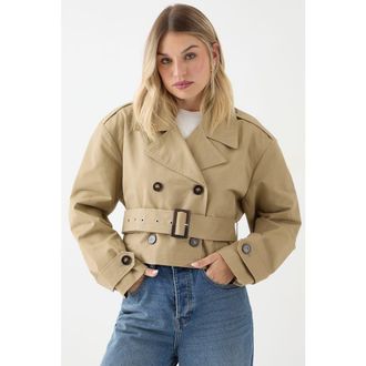 Misspap Tailored Cropped Trench Coat in Stone at Nordstrom, Size 10