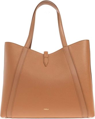 Furla Goccia shopper met leren vlakken en gesp - Bruin