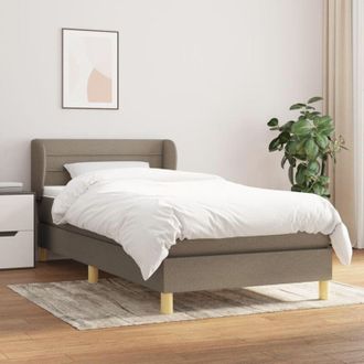 vidaXL Cama Box Spring Con Colch&oacute;n Tela Gris Taupe 90x200 Cm Vidaxl